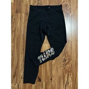 Nike Women's Leggings Black Grayish Floral Print for Workout Gym Yoga Run Size M